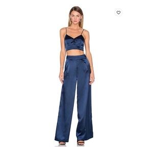 House of Harlow 1960 Navy Satin Set